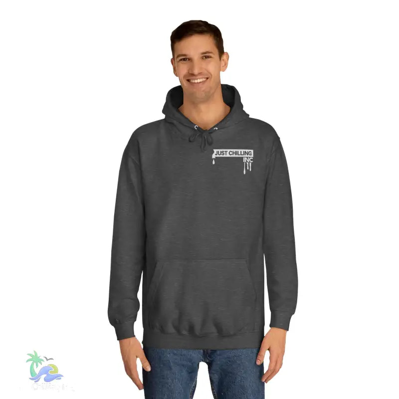 Gray hoodie with logo.