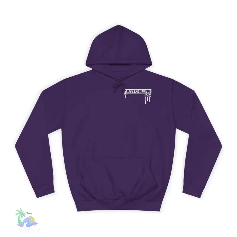 Purple hooded sweatshirt.