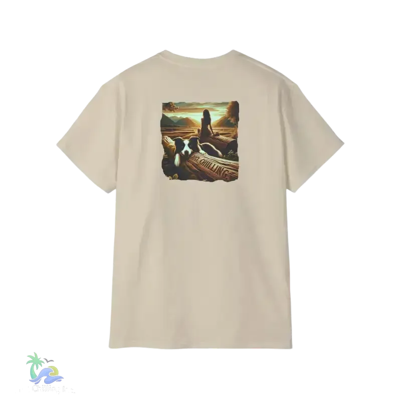 Unisex Cotton Tee – Classic Crew Neck Cotton T-Shirt With Sunset Dog Graphic - Just Chilling Inc.