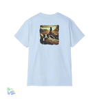 Unisex Cotton Tee – Classic Crew Neck Cotton T-Shirt With Sunset Dog Graphic - Just Chilling Inc.