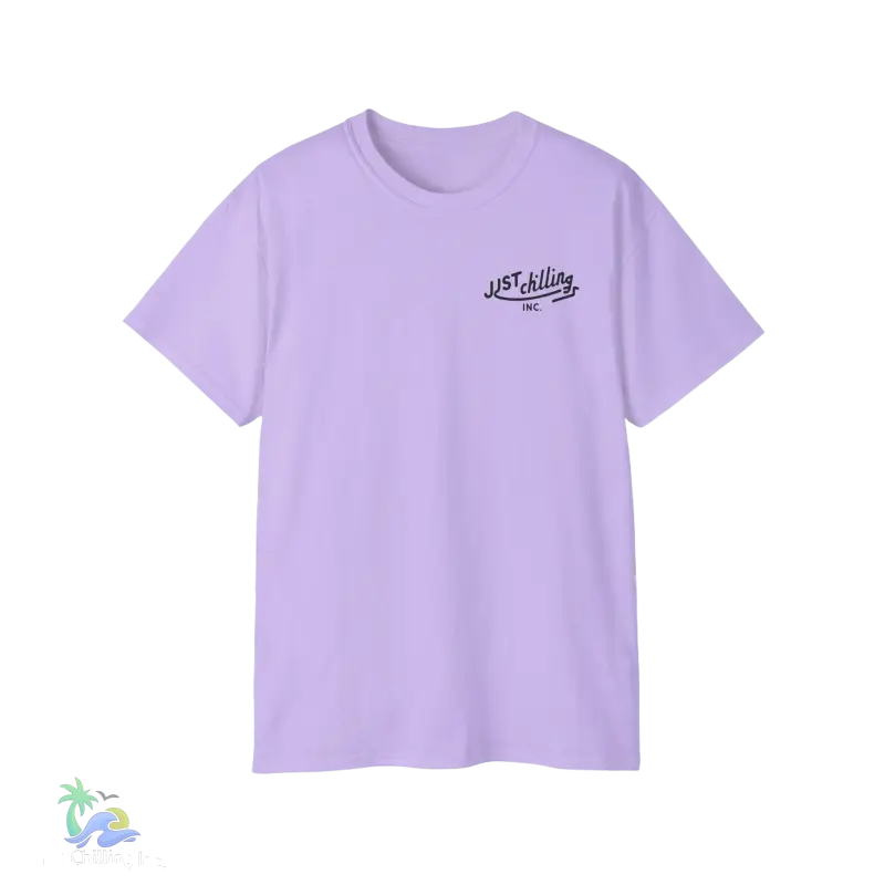 a purple t - shirt with a black and white logo