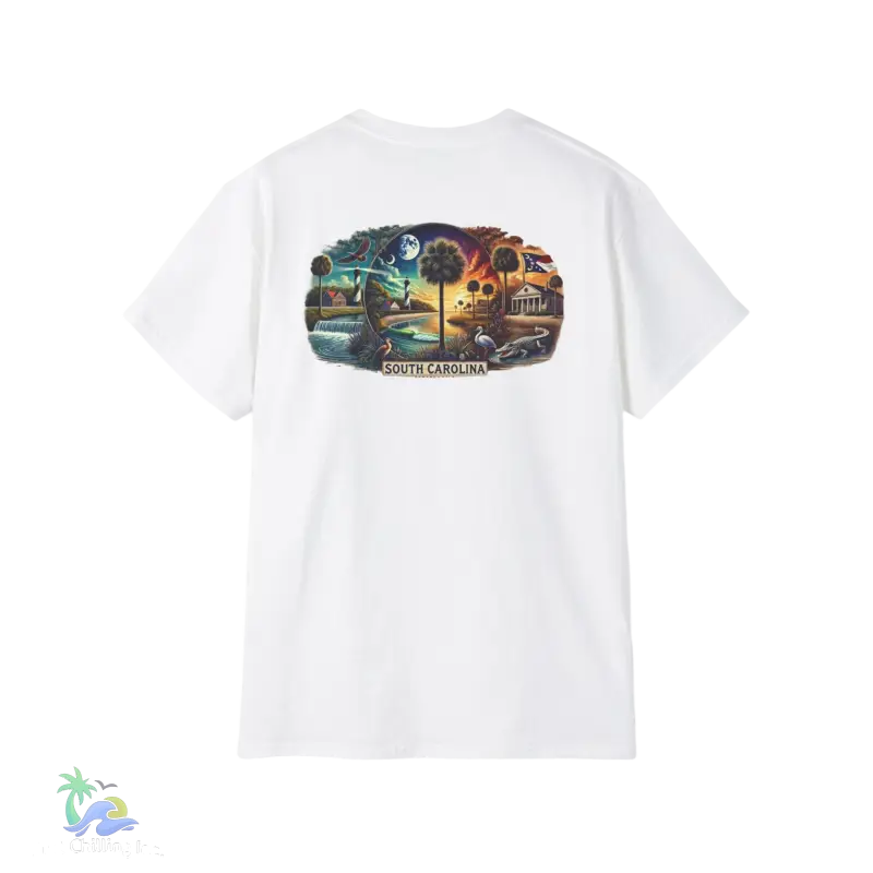 a white t - shirt with a picture of a train on it