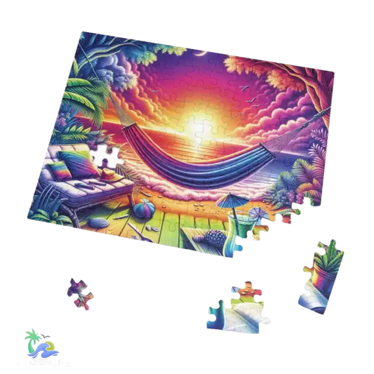 Jigsaw Puzzle vibrant hammock scene - Just Chilling Inc. - 