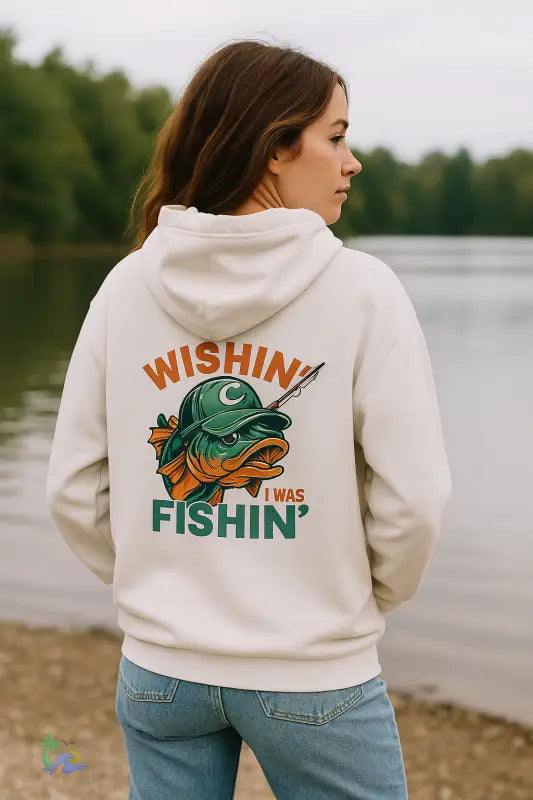 Wishing I Was Fishing Hoodie - Sand / S - Hoodie