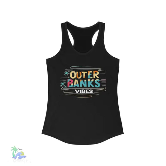 Women’s Ideal Racerback Tank outer banks vibes - S / Solid Black - Tank Top