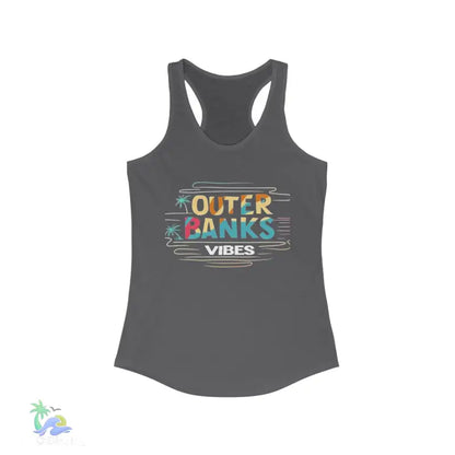 Women’s Ideal Racerback Tank outer banks vibes - S / Solid Dark Gray - Tank Top