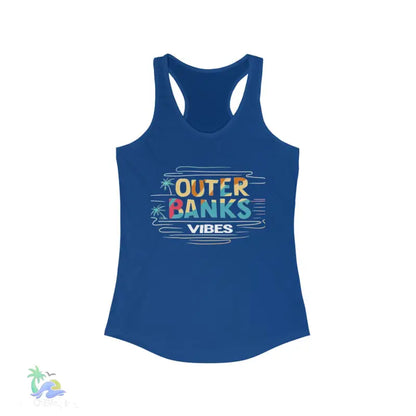 Women’s Ideal Racerback Tank outer banks vibes - S / Solid Royal - Tank Top