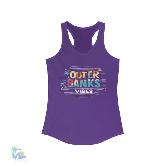 Women’s Ideal Racerback Tank outer banks vibes - XS / Solid Purple Rush - Tank Top