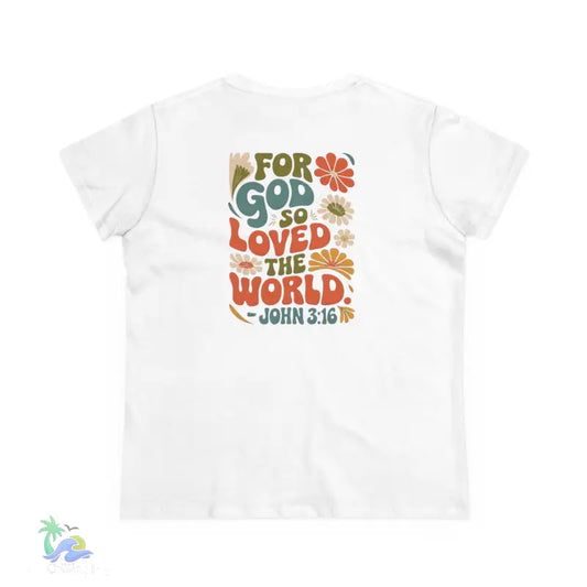 Women’s Inspirational Cotton Tee - Just Chilling & John 3:16 Design - S / White - T-Shirt