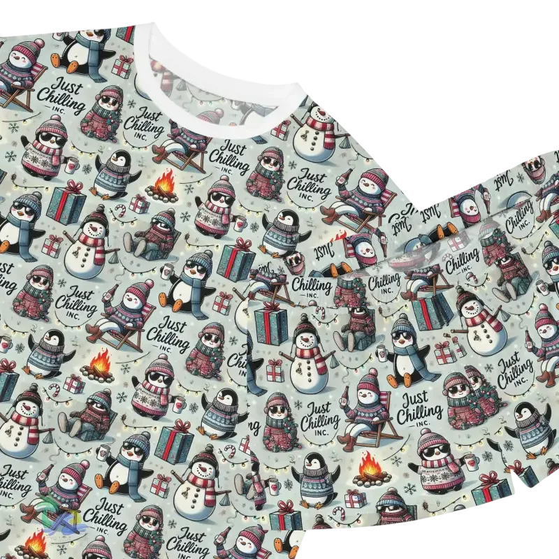 Women's Short Pajama Set – Cozy Sleepwear with Ribbed Collar & Relaxed Fit - Just Chilling Inc.