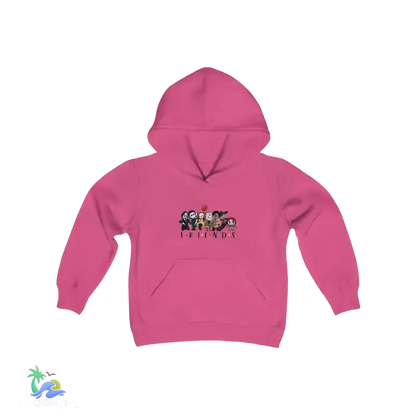 Youth Heavy Blend Hooded Sweatshirt all your favorite friends - Heliconia / S - Kids clothes